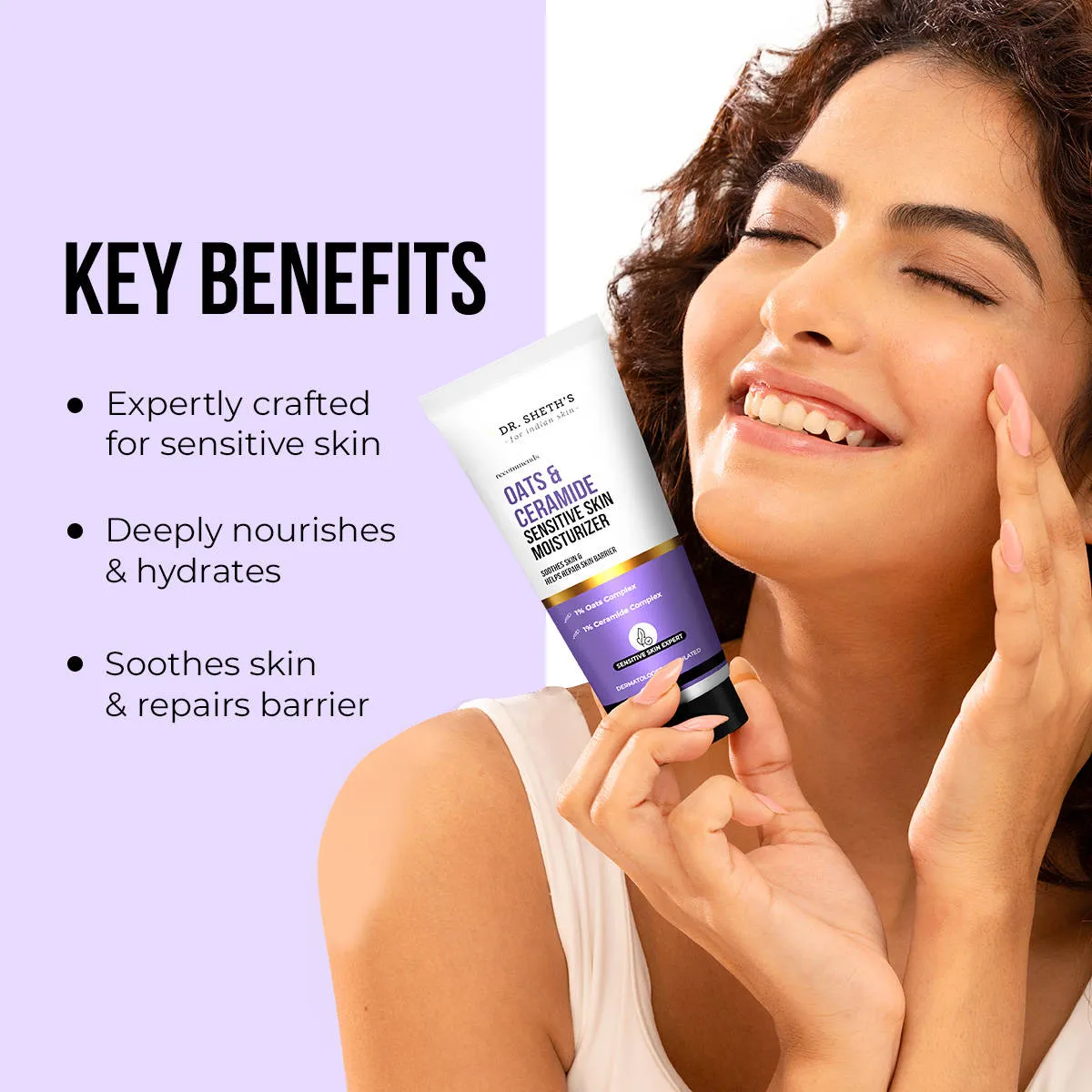 Dr. Sheth's Oats & Ceramide Sensitive Skin Moisturizer, With 1% Oats Complex, 1% Ceramide Complex