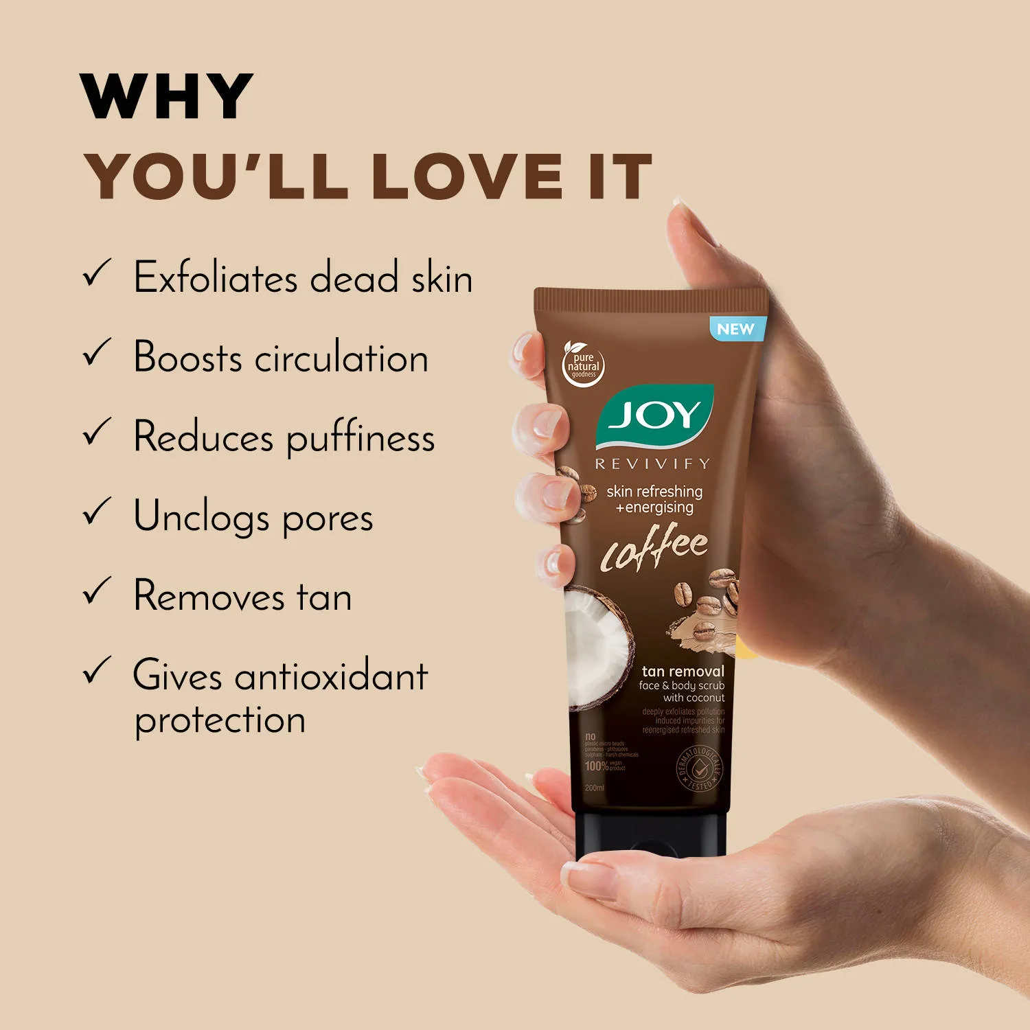 Joy Anti Pollution Exfoliating Coffee Face & Body Scrub For Men & Women