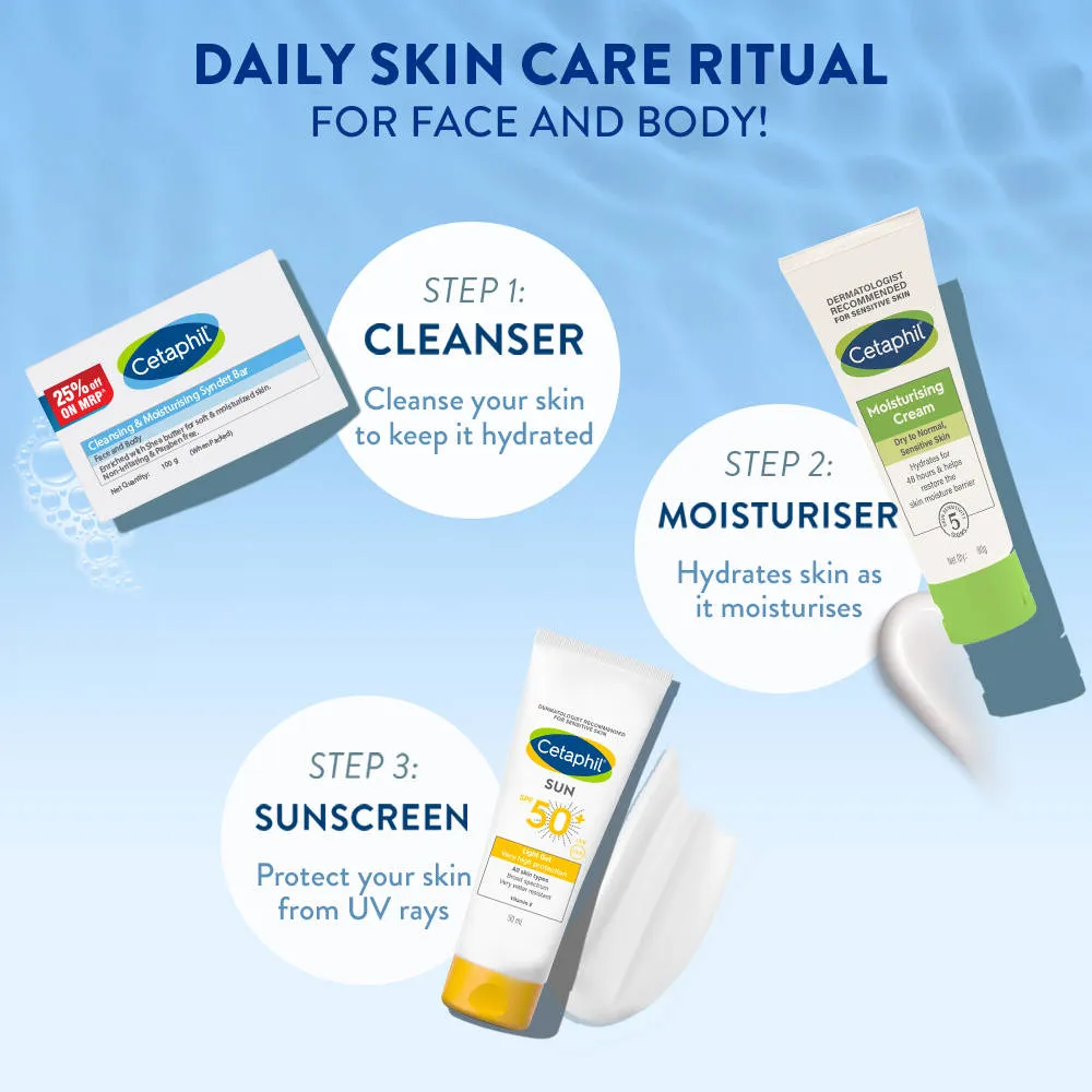 Cetaphil Cleansing Moisturising Syndet Bar With Shea Butter For Dry, Sensitive Skin