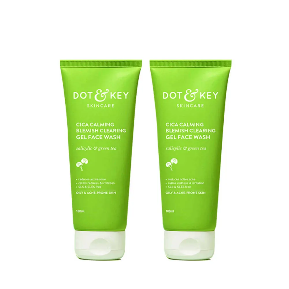 Dot & Key 2% Salicylic Cica Anti-Acne Face Wash (Pack Of 2) With Green Tea-Oil Control Pore Cleanser