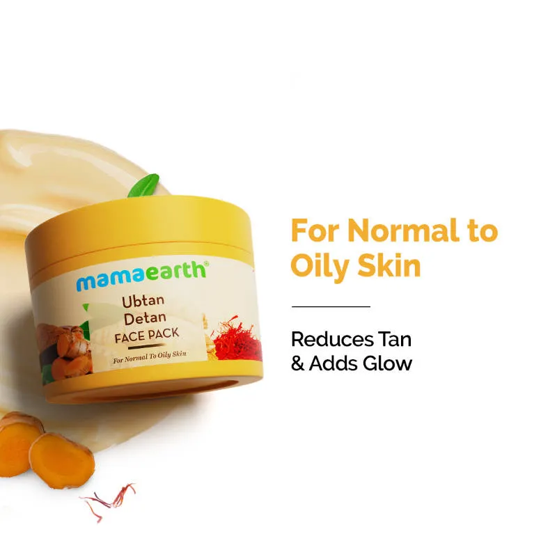 Mamaearth Ubtan Detan Face Pack Reduces Tan, Adds Glow, with Saffron & Turmeric for Radiant Skin