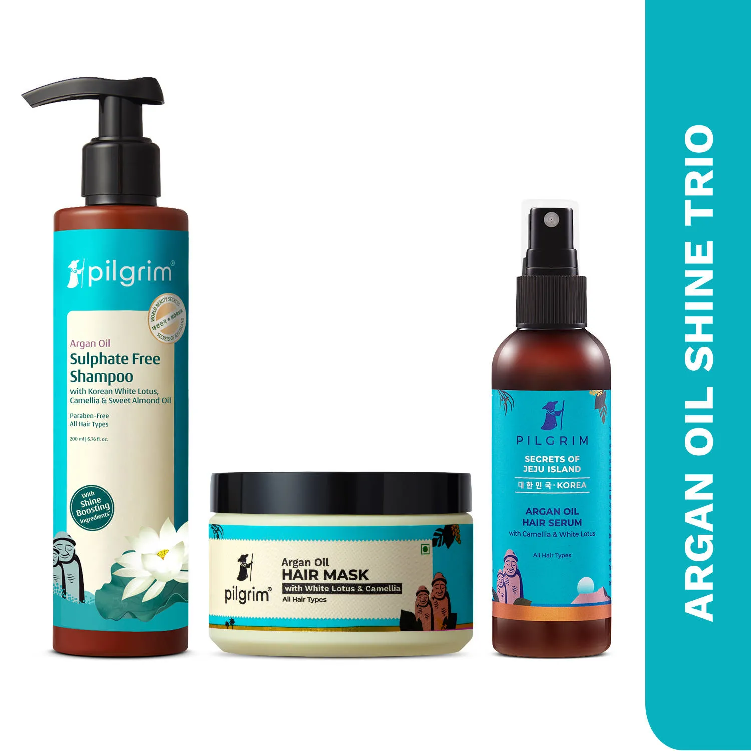 Pilgrim Anti-Hairfall Sulphate-Free Shampoo + Argan Oil Mask & Serum Combo - Controls Hair Fall