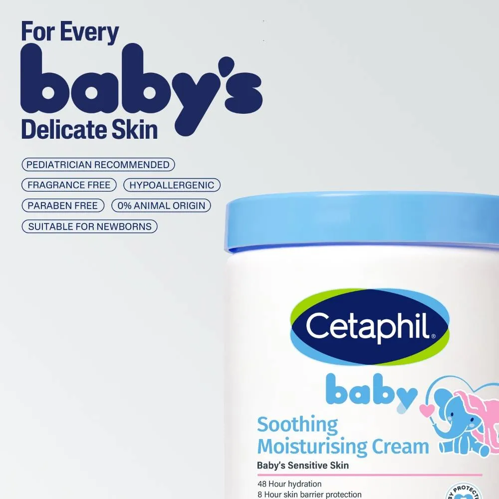Cetaphil Baby Soothing Moisturising Cream, 48 Hour Hydration, 8 Hour Barrier Protection