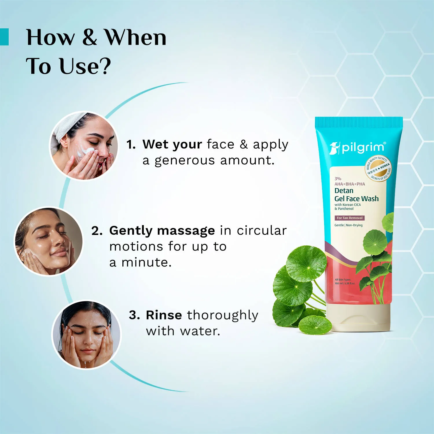 Pilgrim 3% AHA + BHA + PHA Tan Removal Gel Face Wash