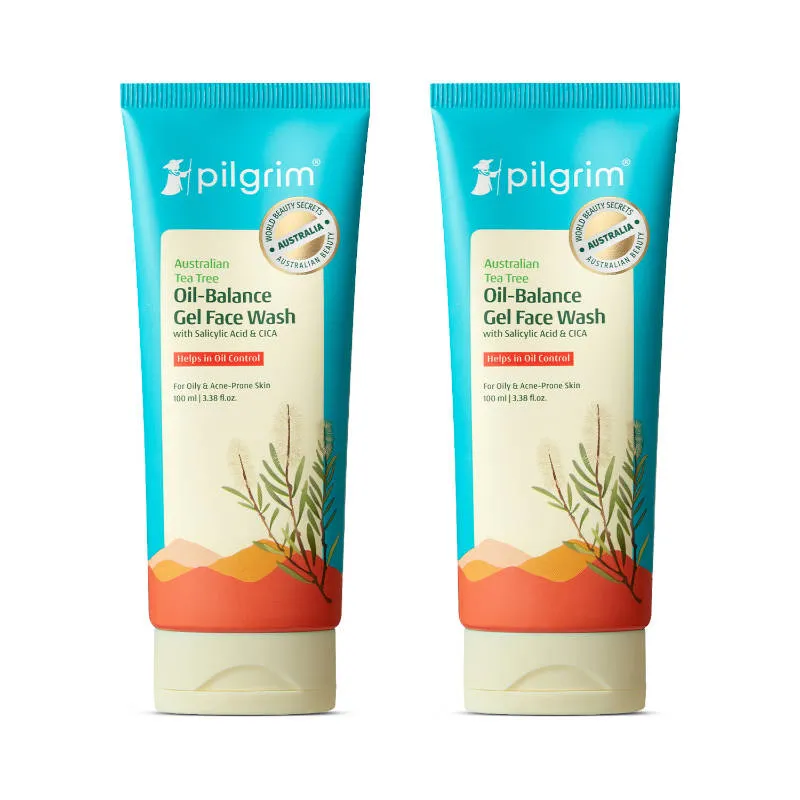 Pilgrim Tea Tree Purifying Gel Face Wash Gently Cleanses Control Acne & Remove Excess Oil- Pack of 2