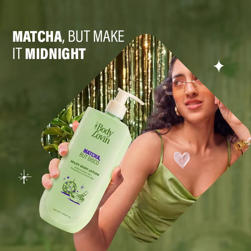 Plum BodyLovin’ Matcha, But Disco Milky Body Lotion, Calming Smoothening, Lactonic Matcha Fragrance