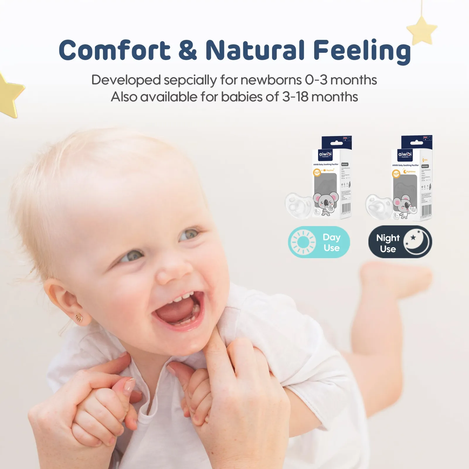 Aiwibi Baby Silicone Soothing Pacifier（Day & Night）