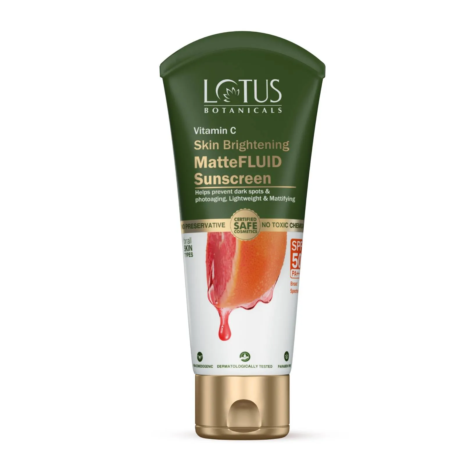 Lotus Herbals Lotus Botanicals Vitamin C Skin Brightening Mattefluid Sunscreen SPF 50 & No WhiteCast Formula