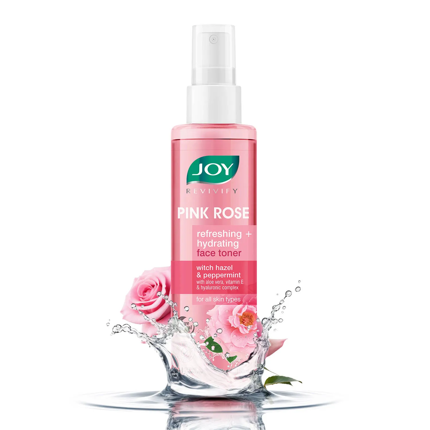 Joy Pink Rose refreshing Hydrating Face Toner With Hazel & PepperMint For Hydrating Skin pH Balanced, Alcohol Free & For All Skin Types