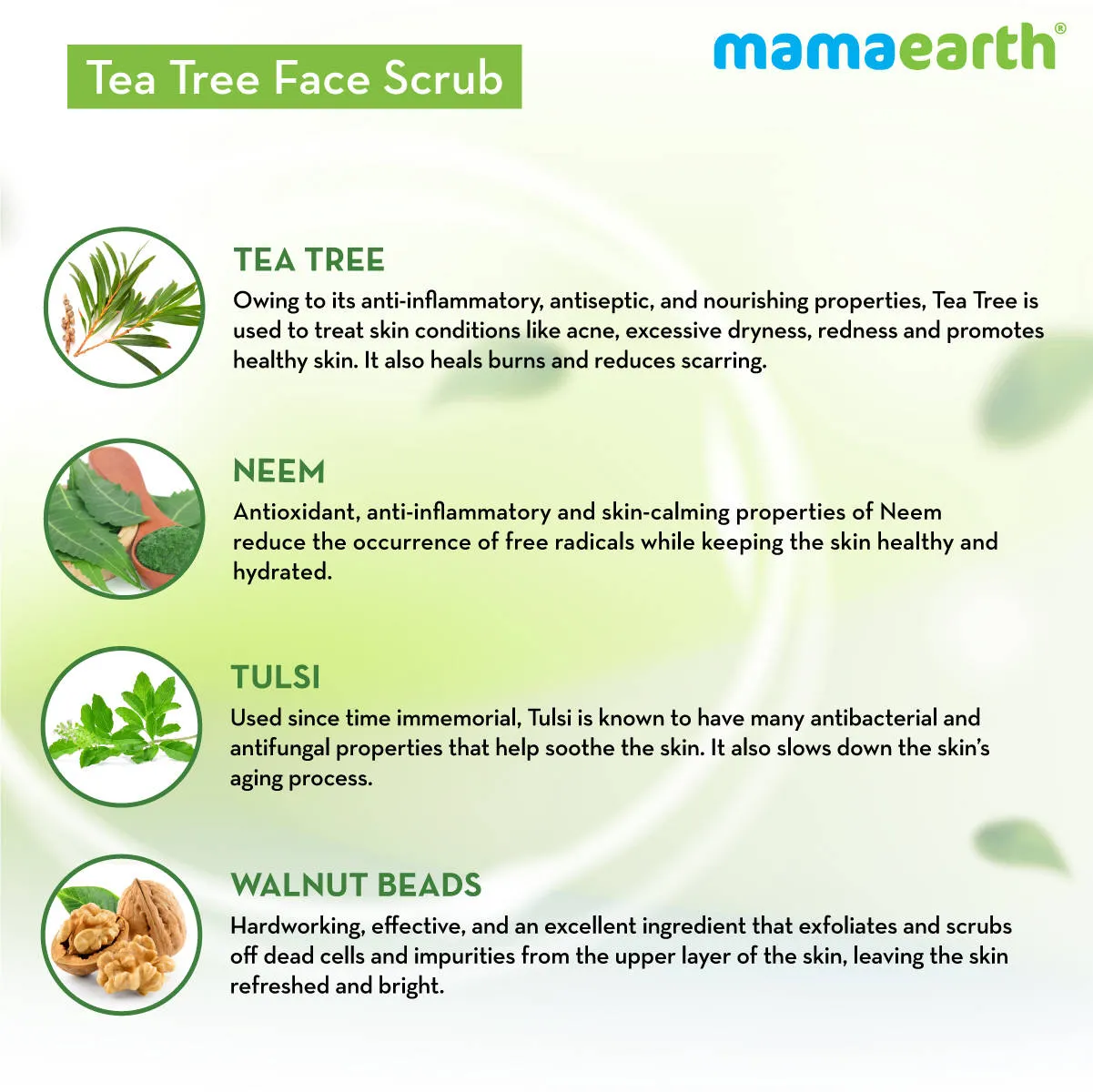 Mamaearth Tea Tree Face Scrub With Tea Tree And Neem For Skin Purification