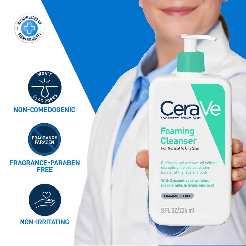 CeraVe Foaming Cleanser Face Wash For Oily Skin with Ceramides, Dermatologist Recommended