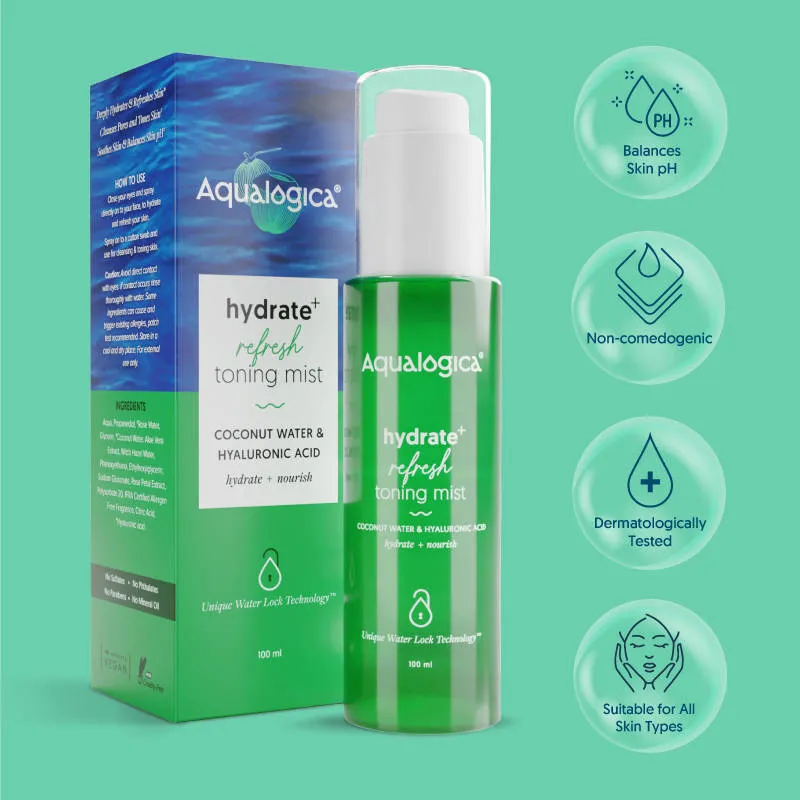 Aqualogica Hydrate+ Refresh Toning Mist with Coconut Water and Hyaluronic Acid