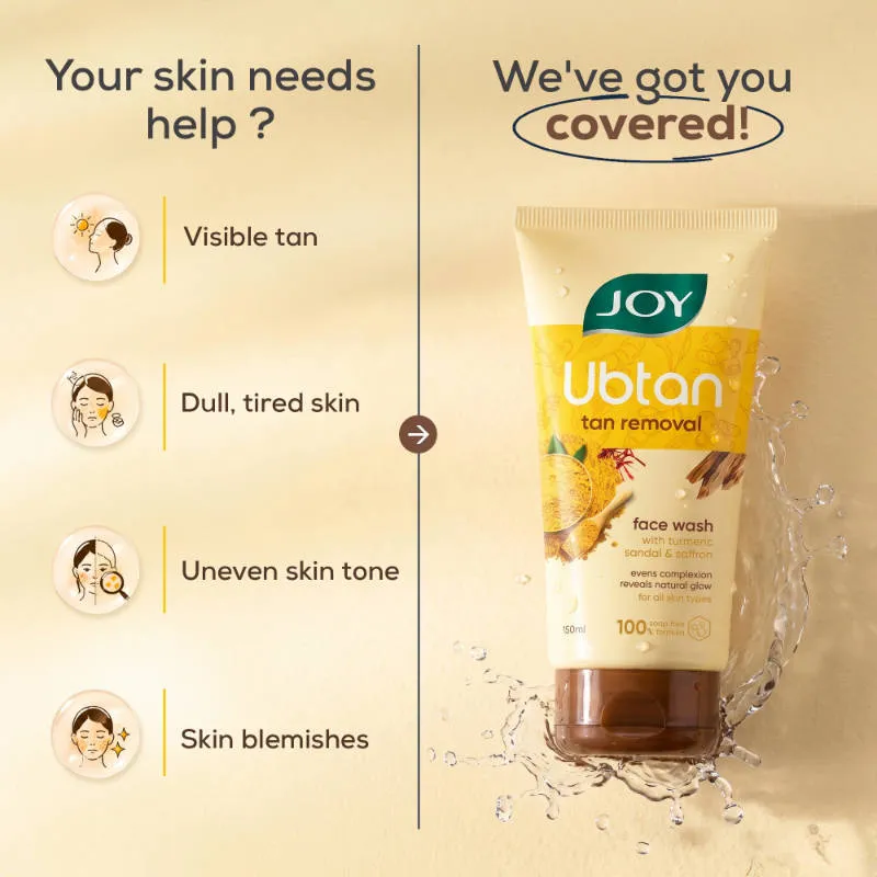 Joy De Tan Ubtan Face Wash With Turmeric Sandal & Saffron Removes Tan, Dirt & Blemishes For a Naturally Glowing Skin