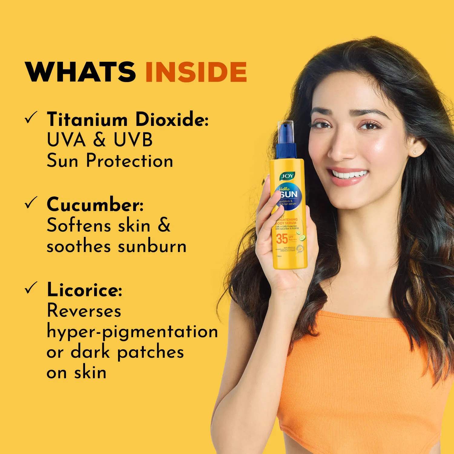 Joy Skin Brightening Body Sunscreen Lotion with SPF 35+++ for UV & Tan Protection