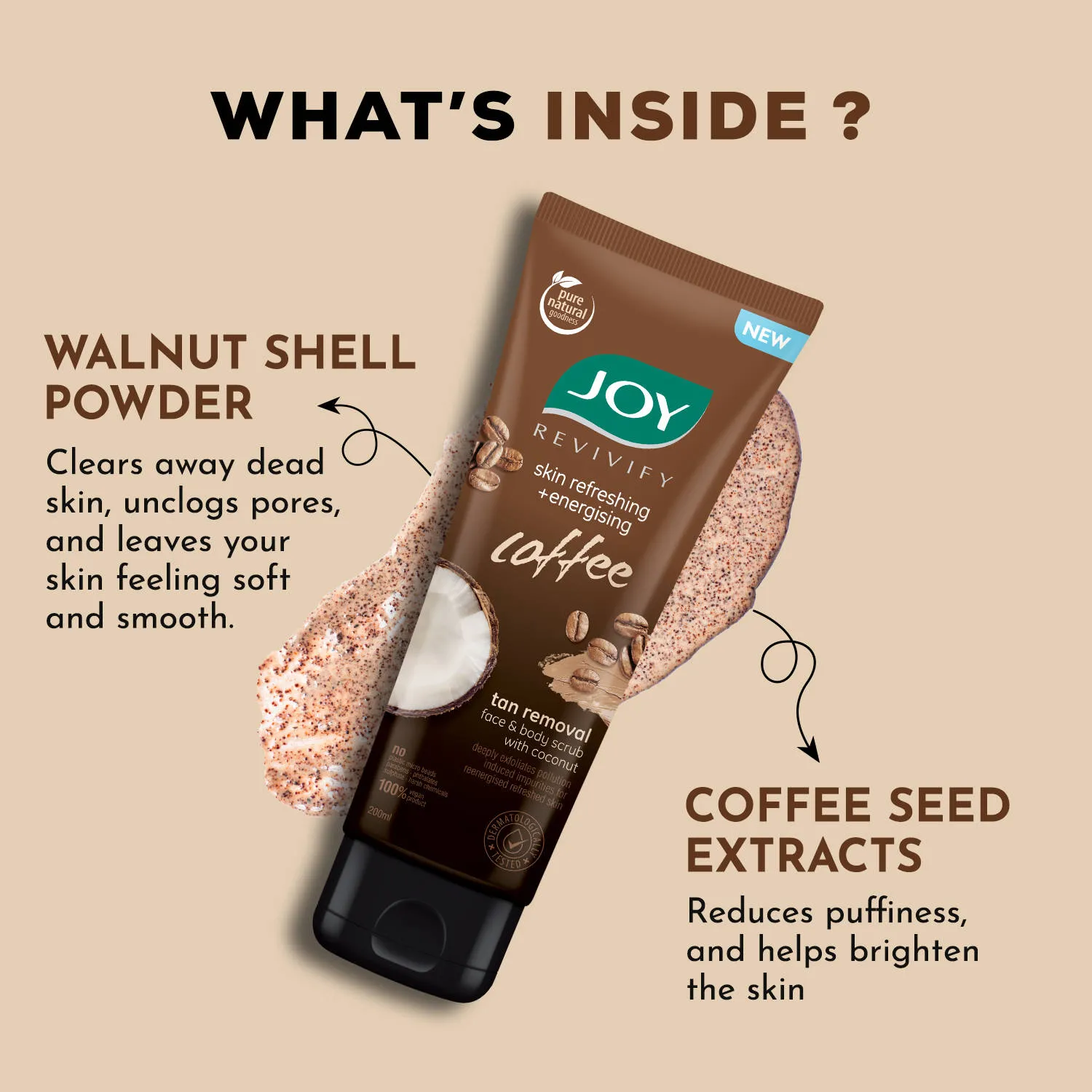 Joy Anti Pollution Exfoliating Coffee Face & Body Scrub For Men & Women