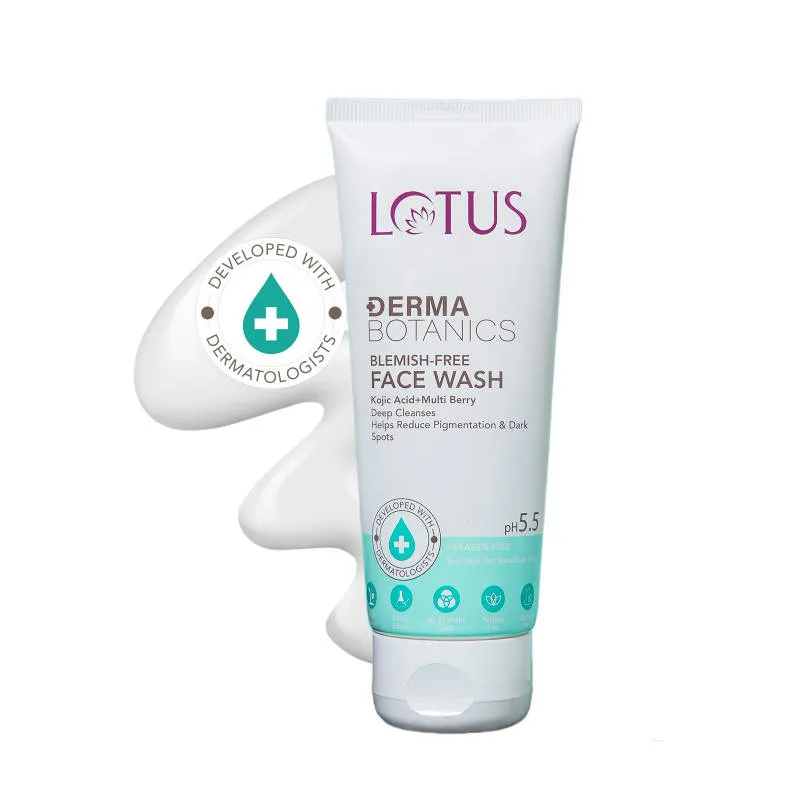 Lotus Herbals Lotus DermaBotanics Kojic Acid + Multi Berry Blemish-Free Face Wash, pH5.5, For Sensitive Skin