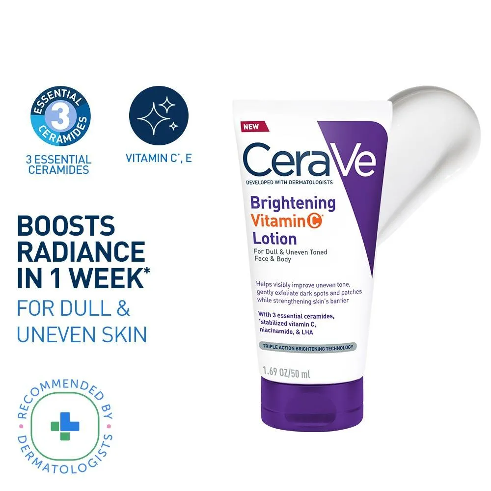 CeraVe Brightening Vitamin C Lotion For Dull, Uneven Skin & Dark Spots, For Face & Body