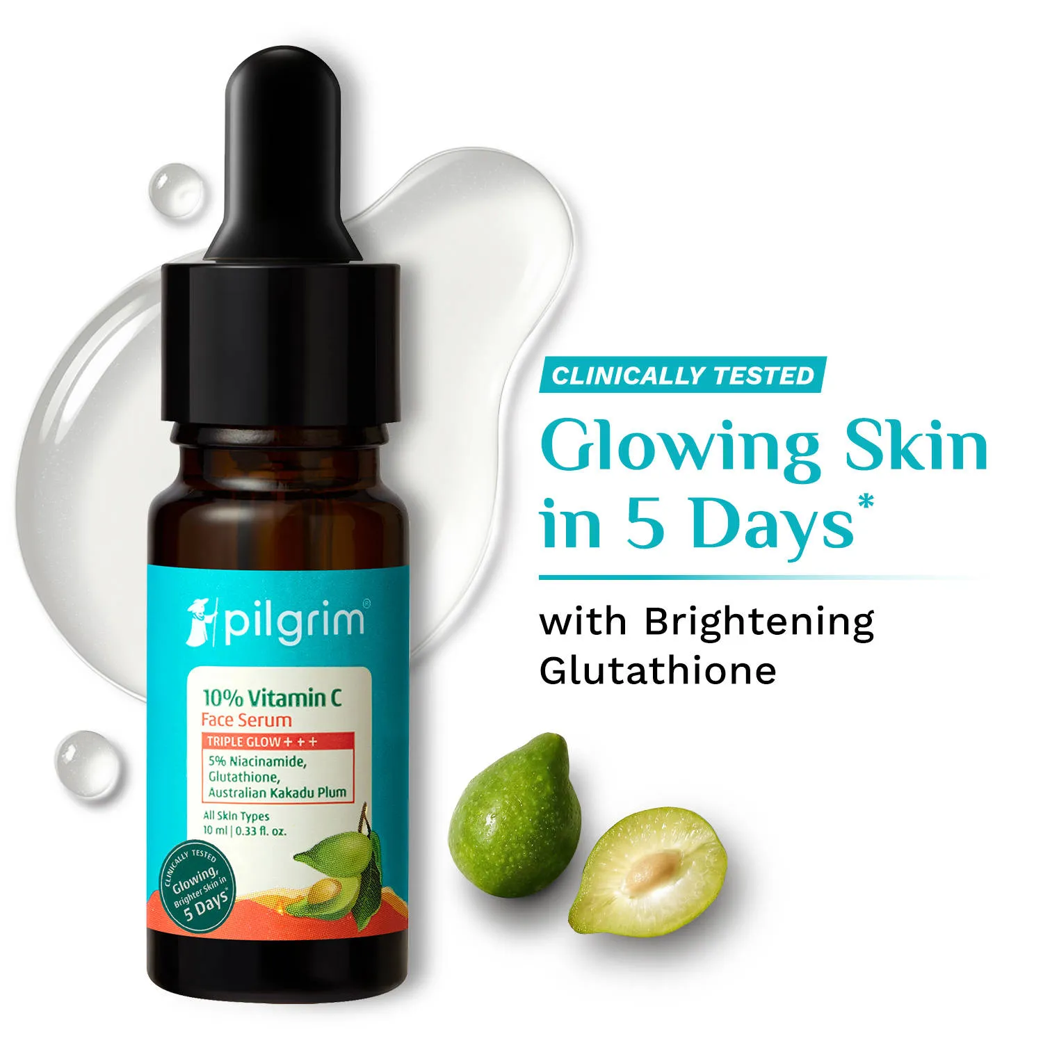 Pilgrim 10% Niacinamide with Kojic Acid & Korean Rice Water Face Serum For Clear Glass Skin Glow