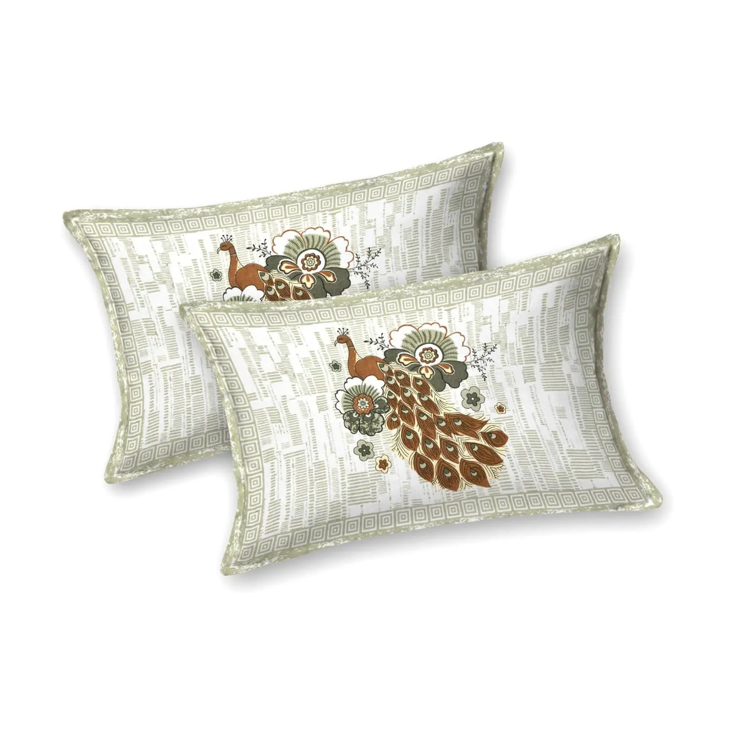 Pure Cotton Jaipuri King Bedsheet (Peacock Printed)