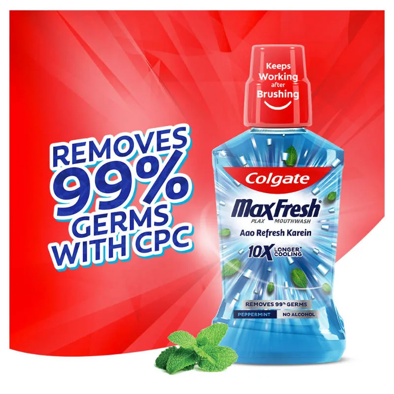 Colgate Maxfresh Plax Antibacterial Mouthwash, Pepper Mint
