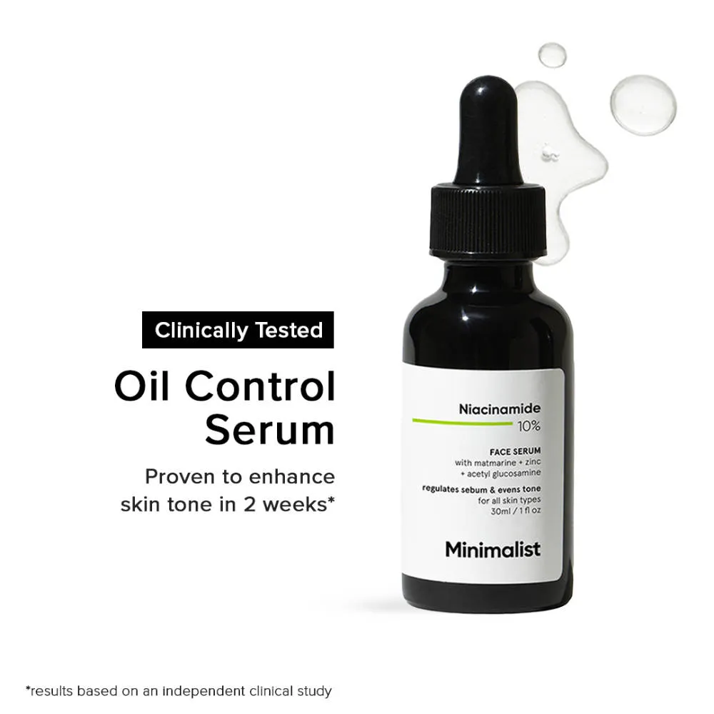 Minimalist 10% Niacinamide Face Serum With Matmarine + Zinc For Reducing Oil & Blemishes