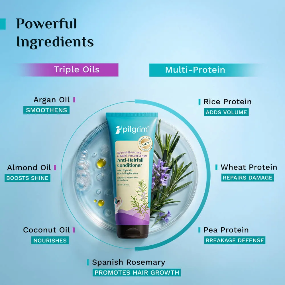 Pilgrim Spanish Rosemary & Biotin Anti Hairfall Conditioner Reduce Hairfall Upto 95% Stronger Hair