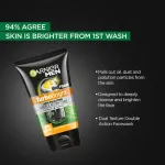 Garnier Men Turbo Bright Anti-Pollution Double Action with Charcoal and Vitamin C Face Wash view 4