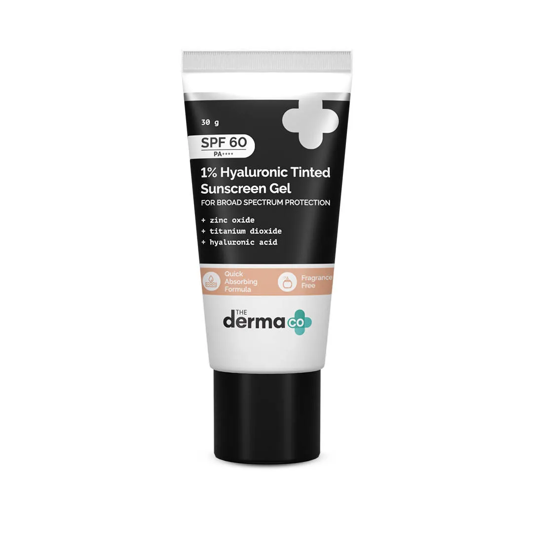 The Derma Co 1% Hyaluronic Tinted Sunscreen SPF 60 Gel PA++++