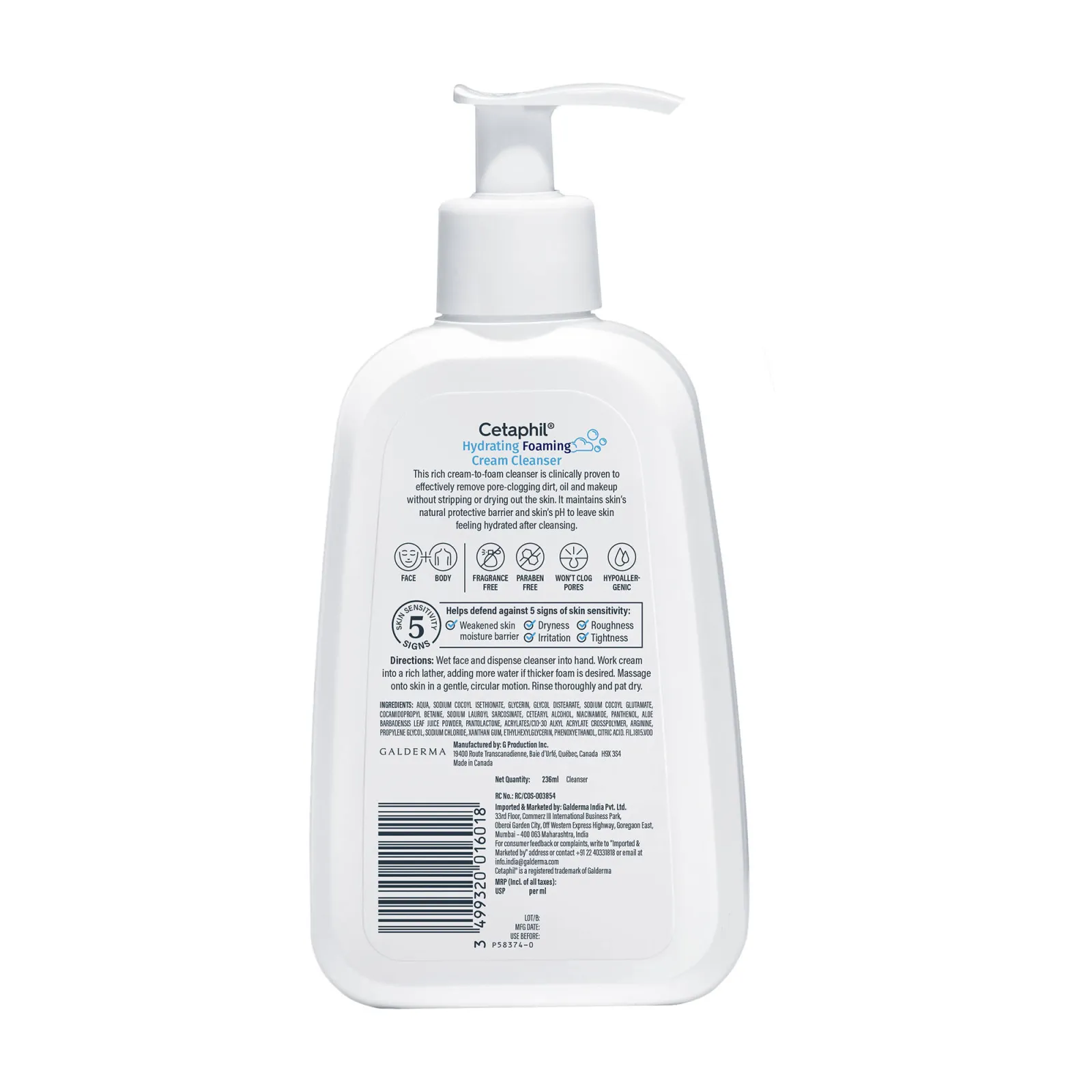 Cetaphil Hydrating Foaming Cream Cleanser Removes Micro Particles