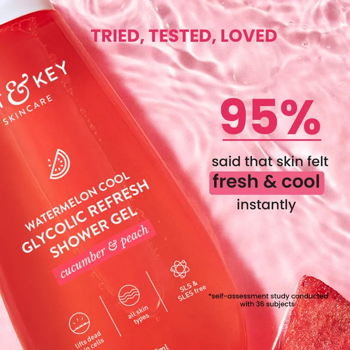 Dot & Key Watermelon Cool Glycolic Refresh Shower Gel, With Peach & Cucumber, Gently Exfoliates Skin