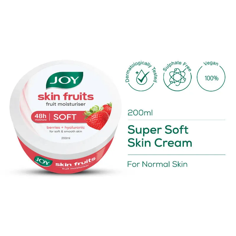 Joy Skin Fruits Soft Moisturizer For Face & Body with Berries & Vitamin E - Lightweight & Oil Free