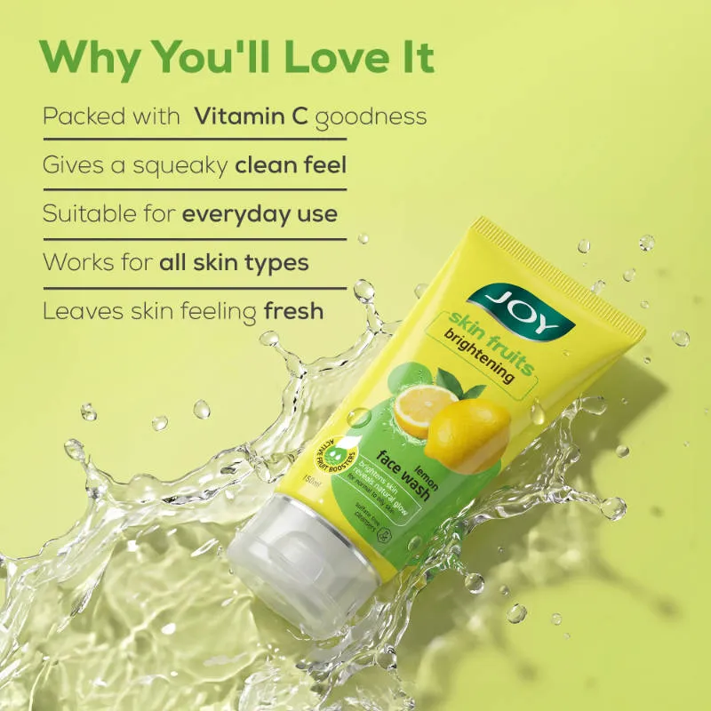Joy Skin Fruits Lemon Brightening Face Wash, with Vitamin C for Oil Control