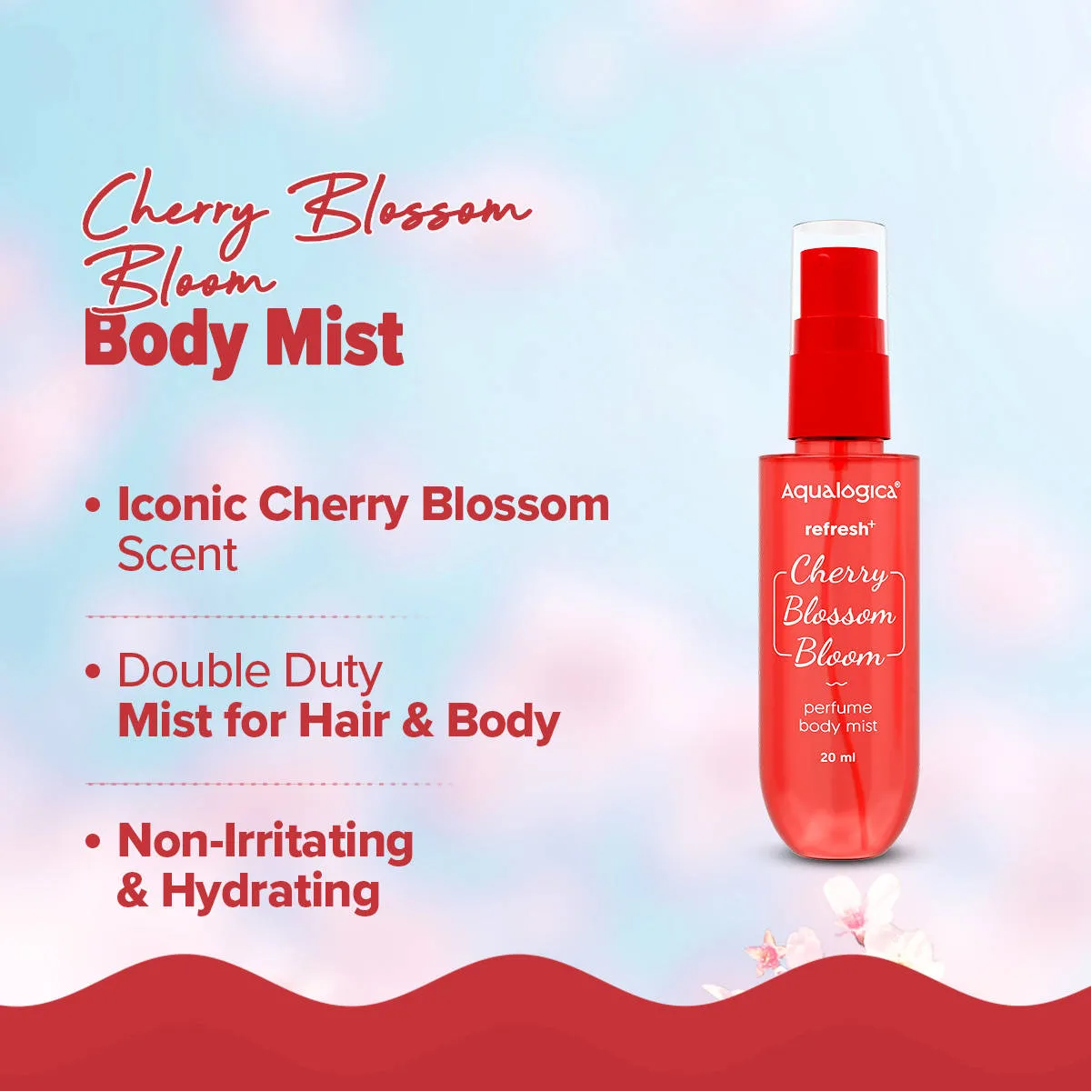 Aqualogica Refresh+ Cherry Blossom Perfume Body Wash, Mist & Gel Moisturizer Gift Set