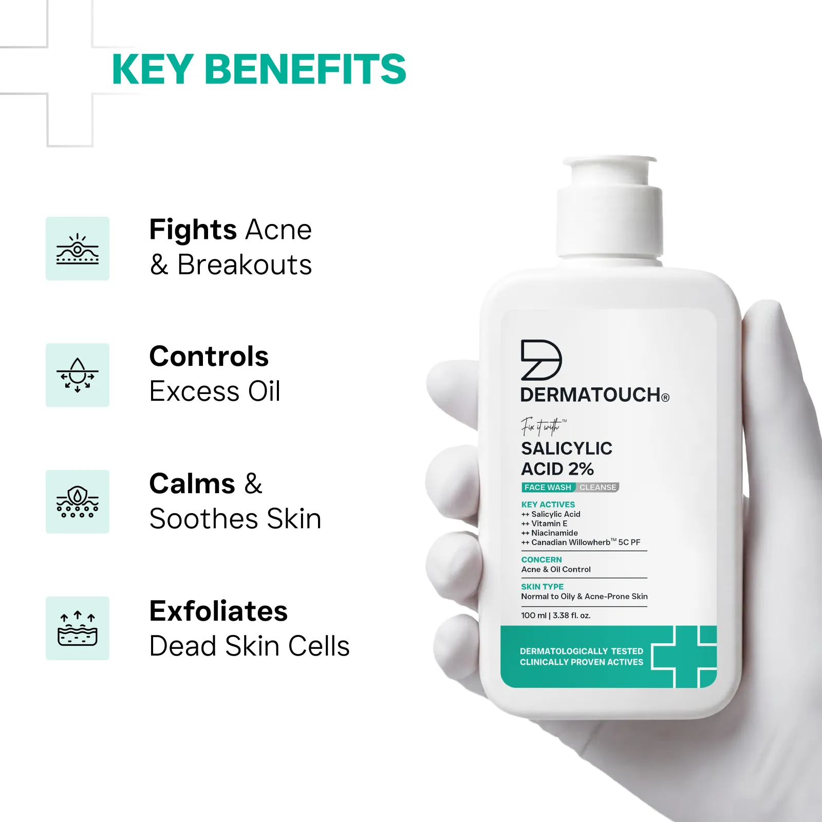 Dermatouch Salicylic Acid 2% Face Wash for Acne & Oil Control