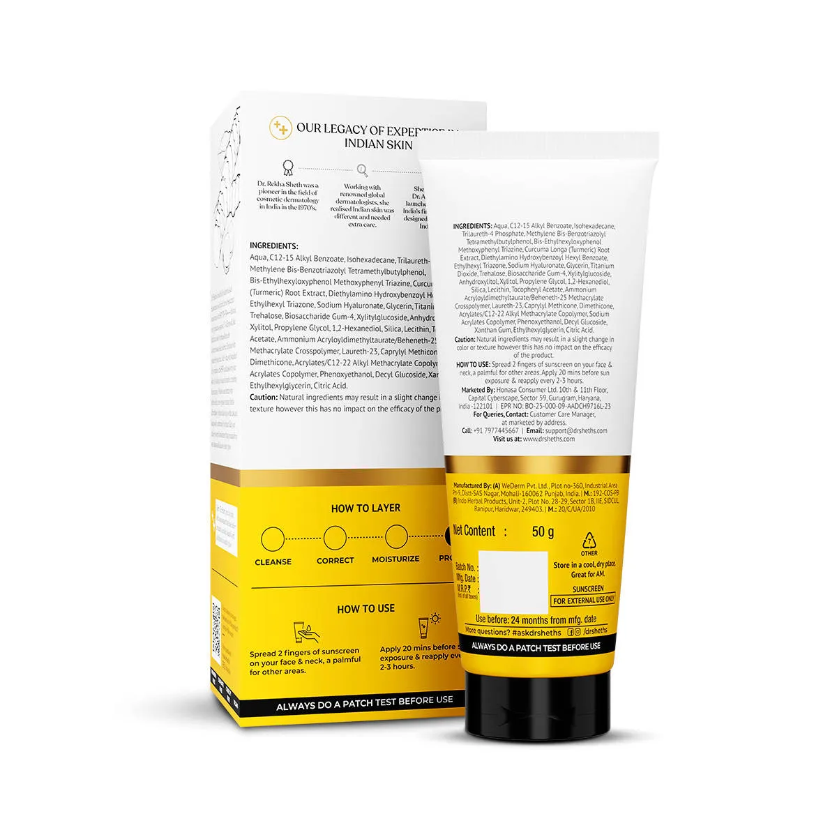 Dr. Sheth'S Haldi & Hyaluronic Acid Sunscreen Spf 50+ Pa+++ For All Skin Type