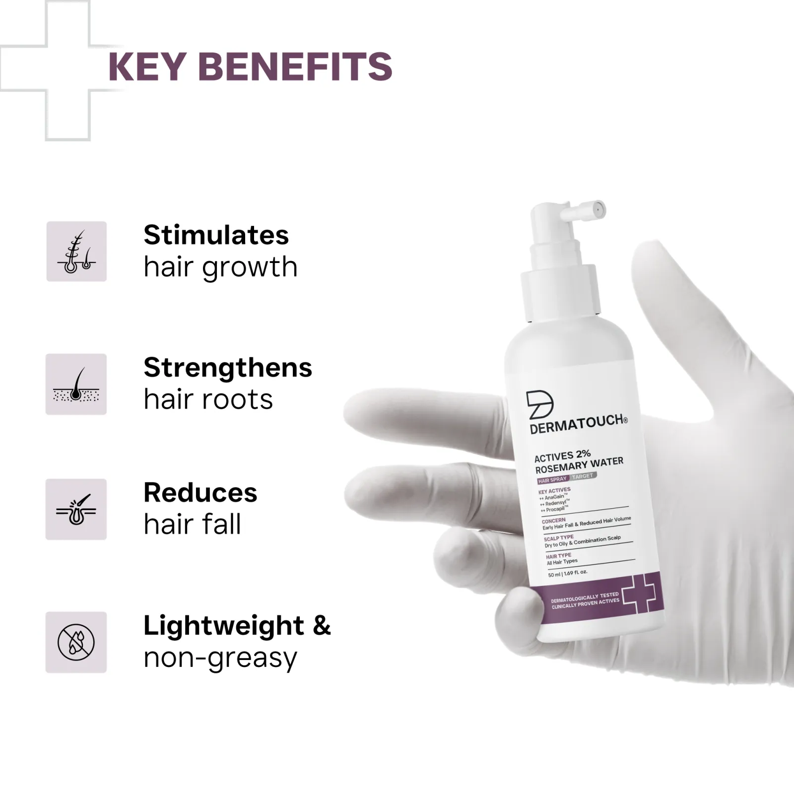 Dermatouch Actives 2% Rosemary Water for Early Hair Fall & Reduced Hair Volume
