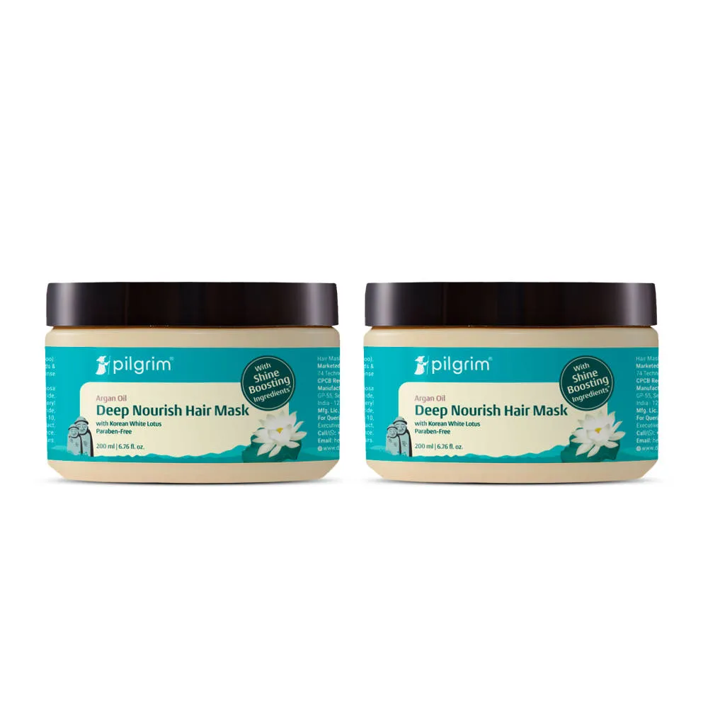 Pilgrim Argan Oil Deep Nourish Hair Mask for Dry Frizzy & Damaged Hair Paraben Free- Pack of 2
