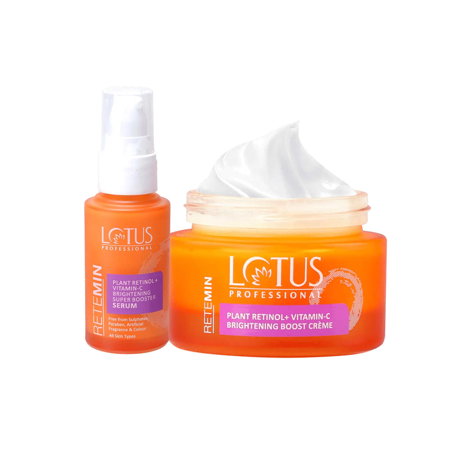 Lotus Herbals Lotus Professional Retemin Plant Retinol + Vitamin C Brightening Boost Creme & Booster Serum Combo