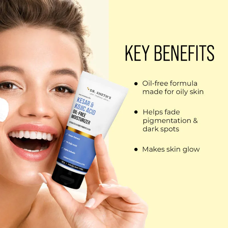 Dr. Sheth's Pigmentation-Free Duo - Kesar & Kojic Sunscreen SPF 50+ & Oil-Free Moisturizer