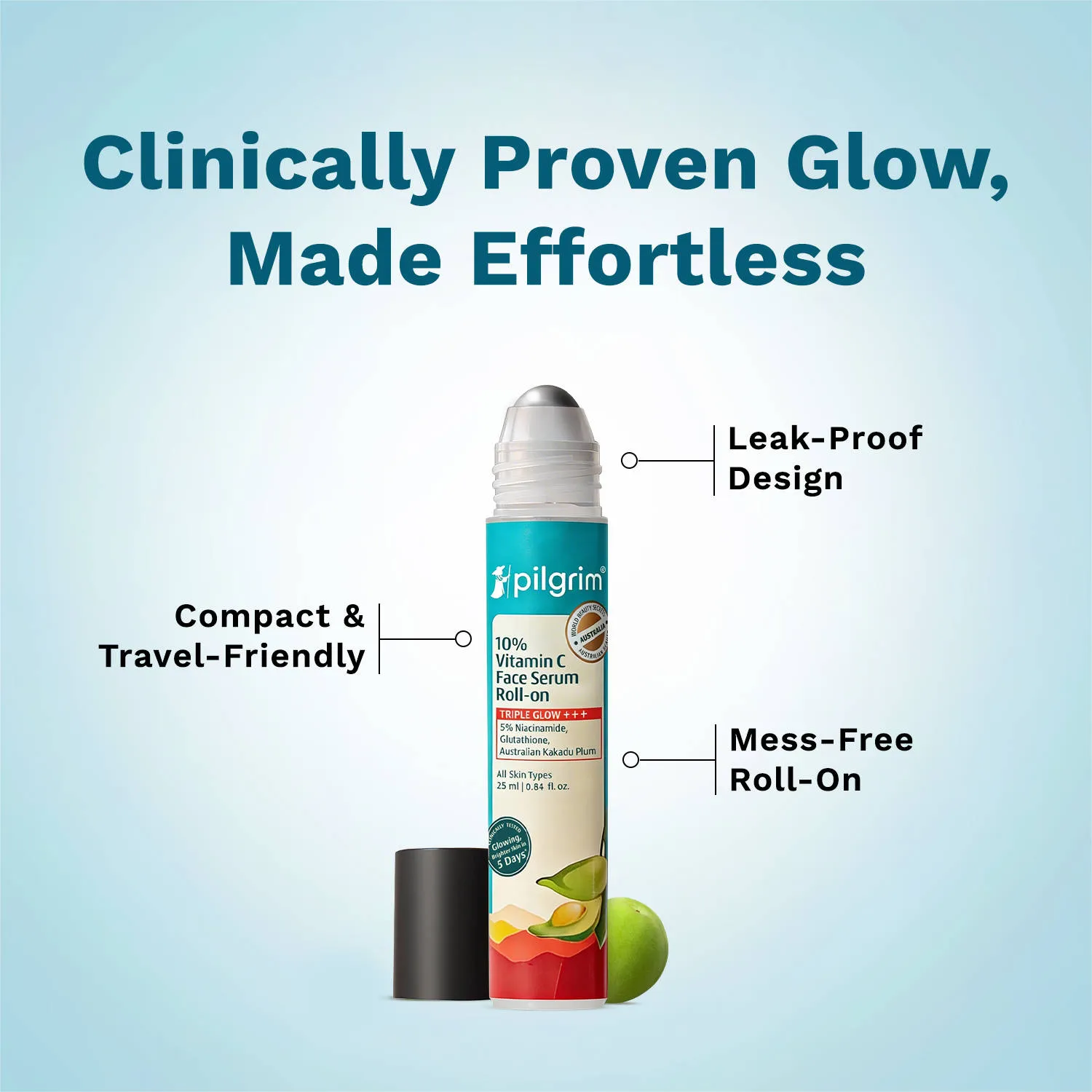 Pilgrim 10%Vitamin C Serum Roll-On Triple Glow+++ 5%