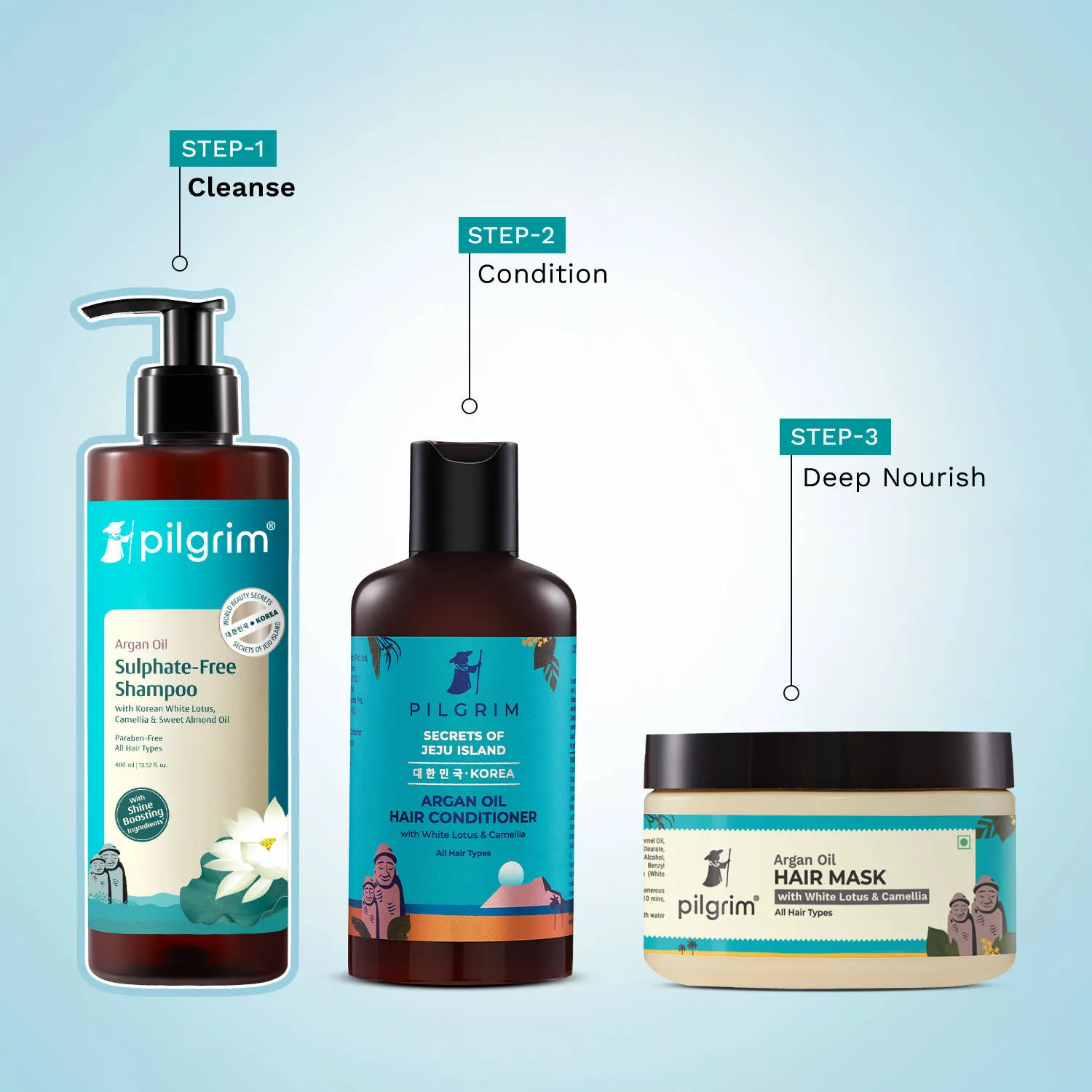 Pilgrim Argan Oil Sulphate Free Shampoo With Korean White Lotus For Shiny & Nourished Hair