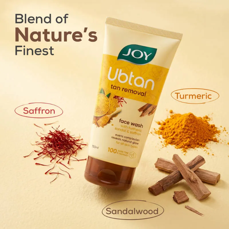 Joy De Tan Ubtan Face Wash With Turmeric Sandal & Saffron Removes Tan, Dirt & Blemishes For a Naturally Glowing Skin