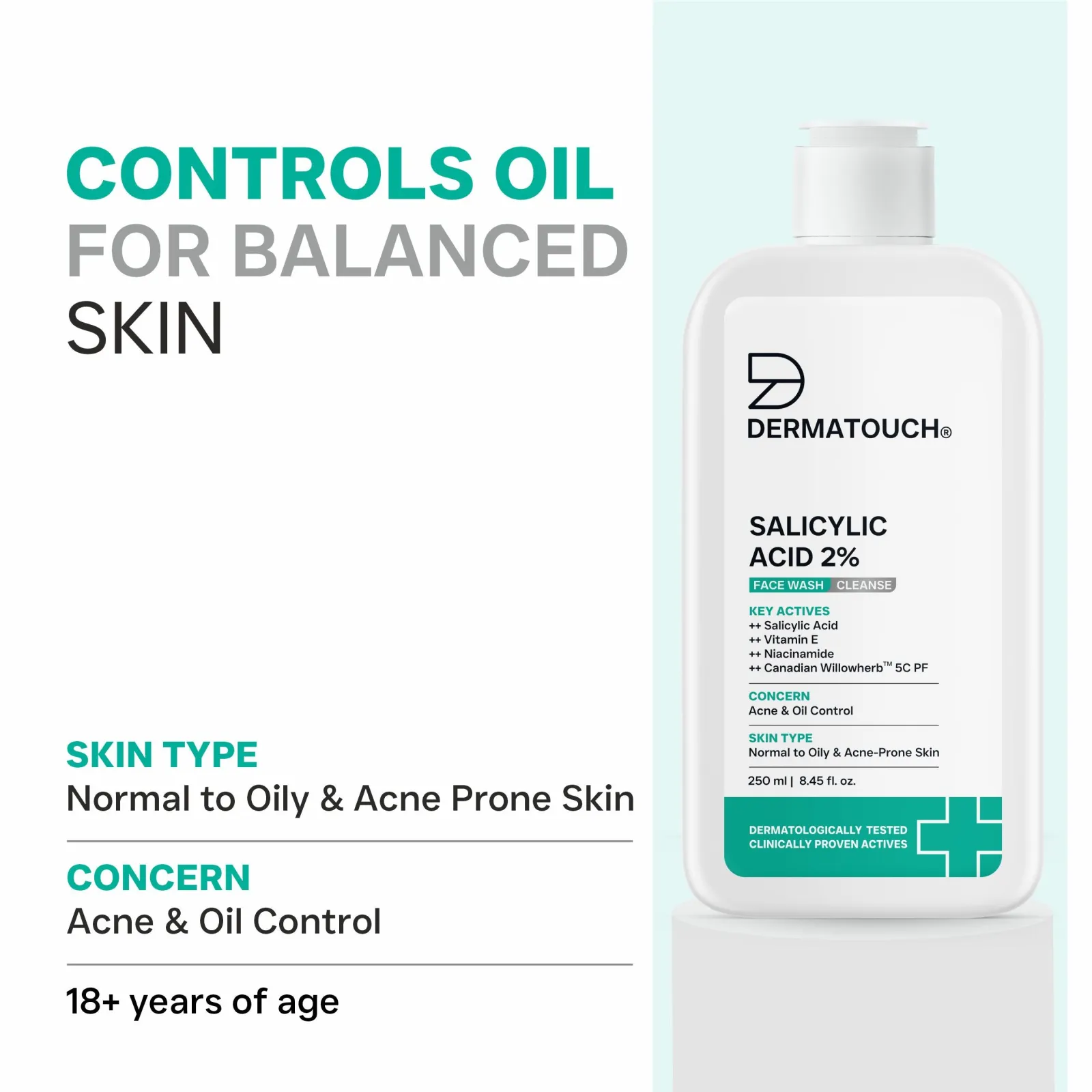 Dermatouch Salicylic Acid 2% Face Wash for Acne & Oil Control