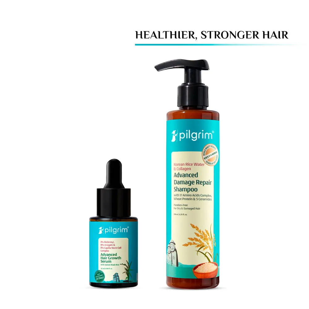 Pilgrim Repair & Regrow Duo Korean Advance Damage Repair Shampoo and Advance Hair Growth Serum