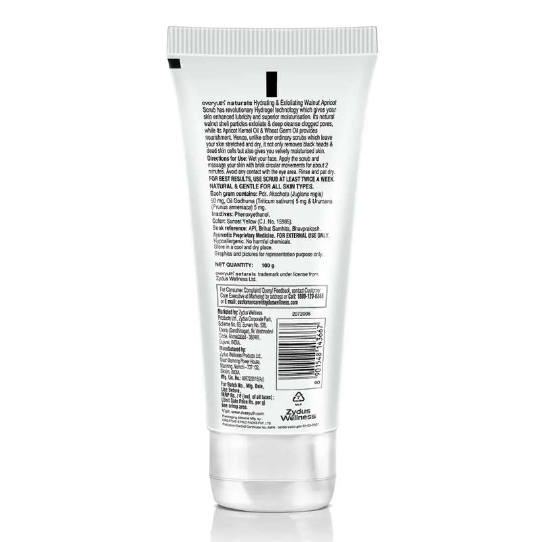 Everyuth Naturals Hydrating & Exfoliating Walnut Apricot Scrub, Gentle Face Scrub