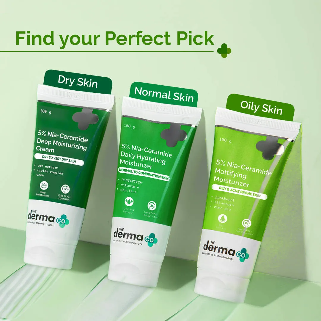 The Derma Co 5% Nia-Ceramide Mattifying Moisturizer for Oily & Acne Prone Skin 100g