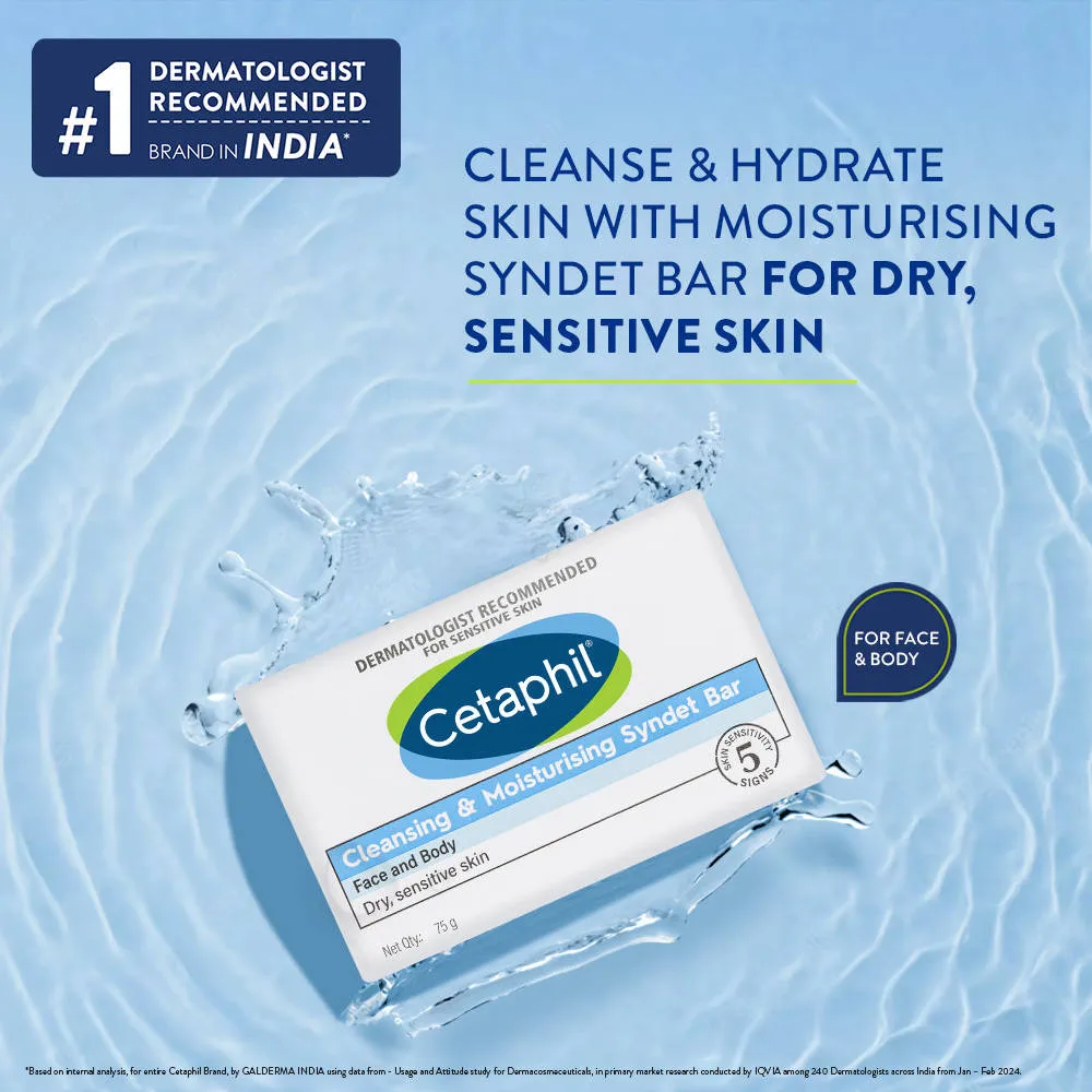 Cetaphil Cleansing Moisturising Syndet Bar With Shea Butter For Dry, Sensitive Skin