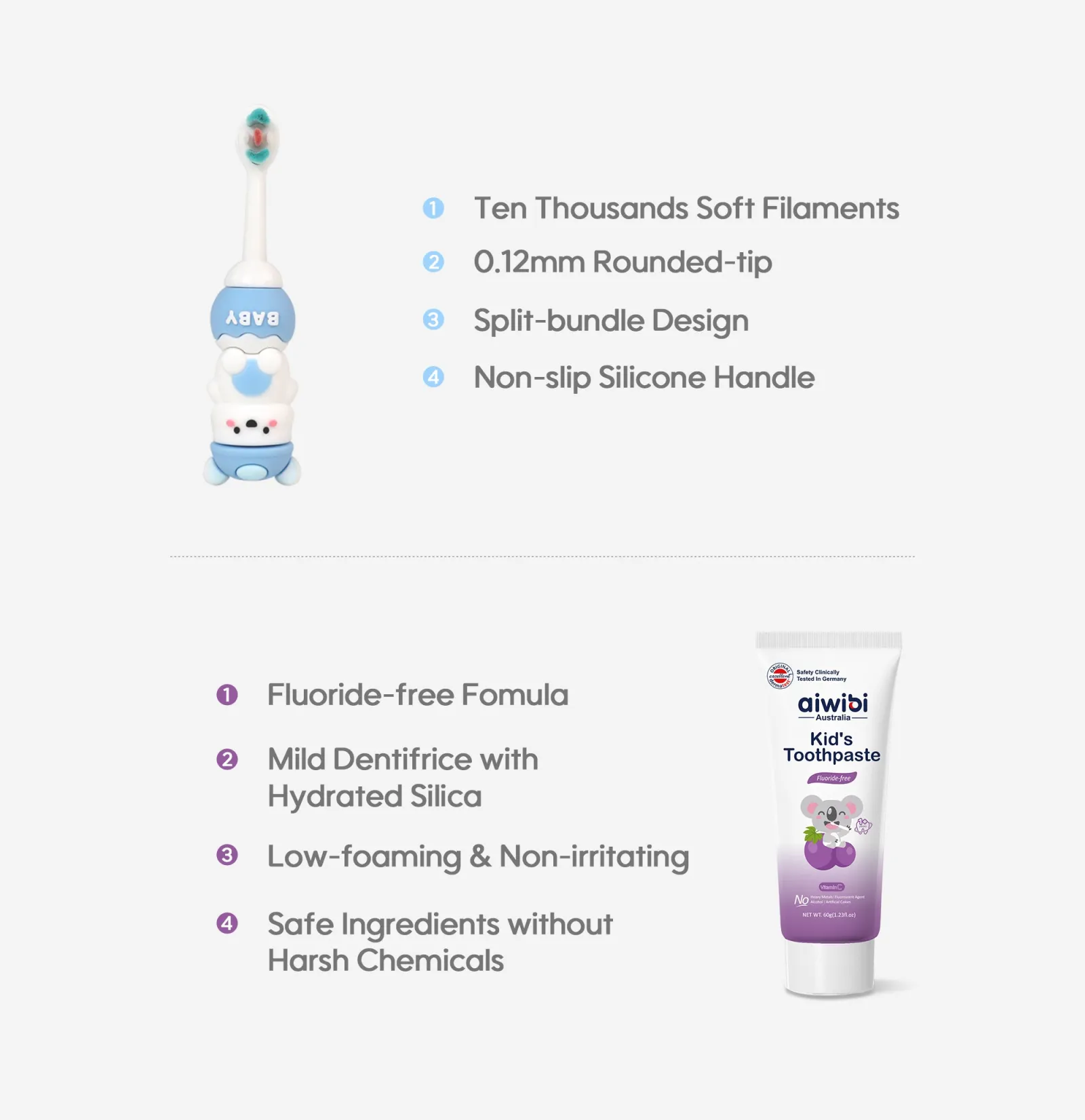 Aiwibi Baby Toothbrush & Toothpaste Set