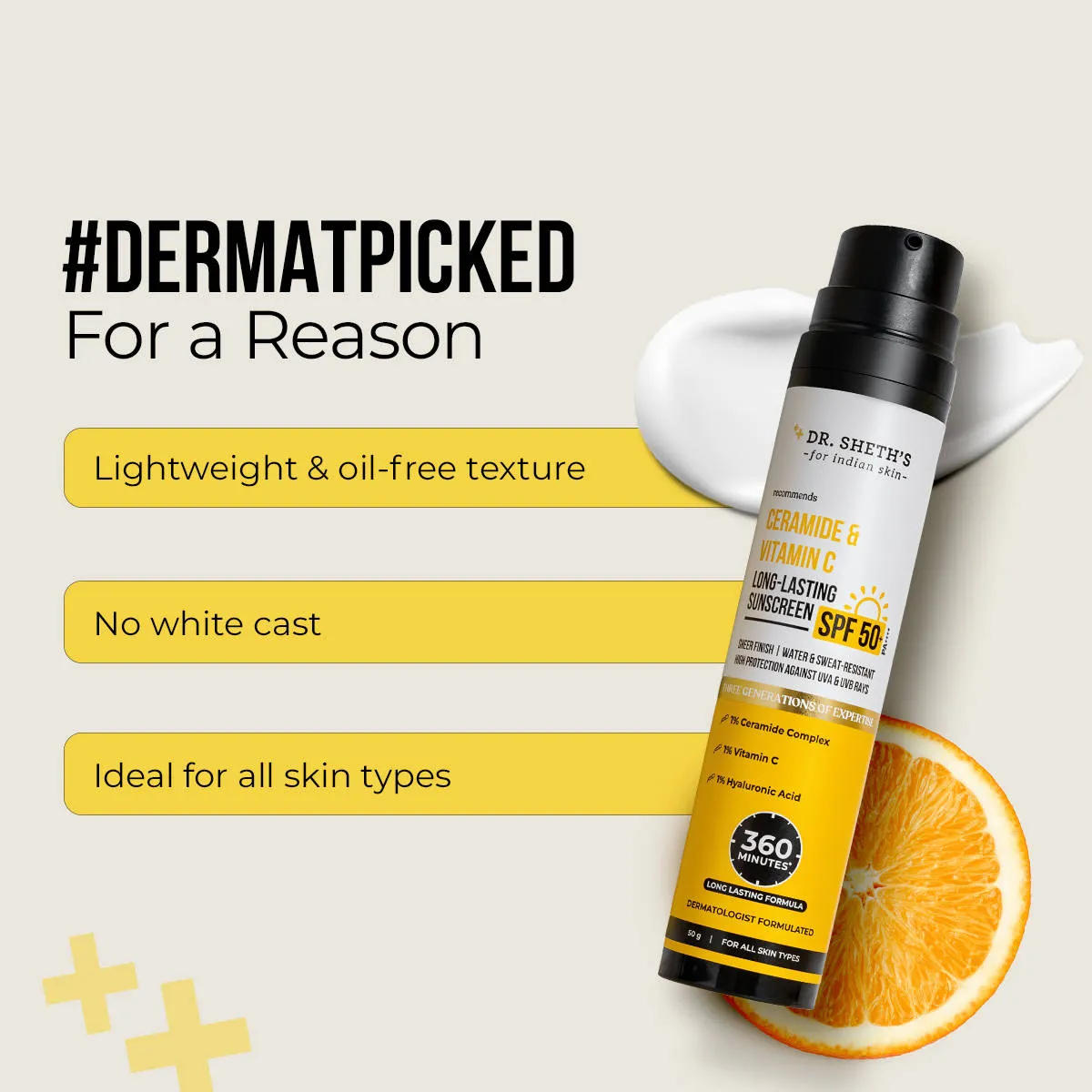 Dr. Sheth's Dr. Sheths Ceramide & Vitamin C Long-Lasting Sunscreen SPF 50 PA++++