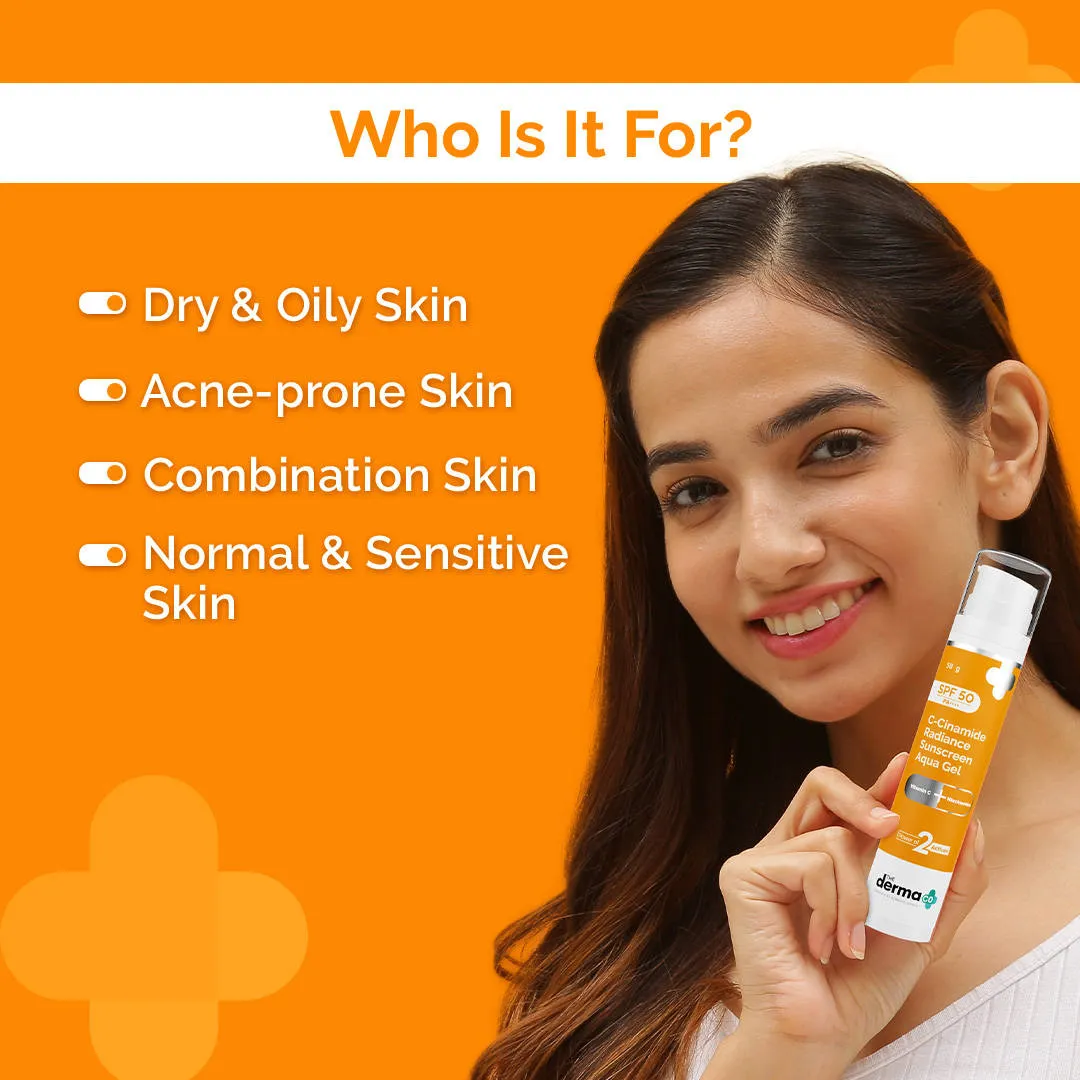 The Derma Co C-Cinamide Sunscreen SPF 50 Aqua Gel PA++++ With Vitamin C & Niacinamide